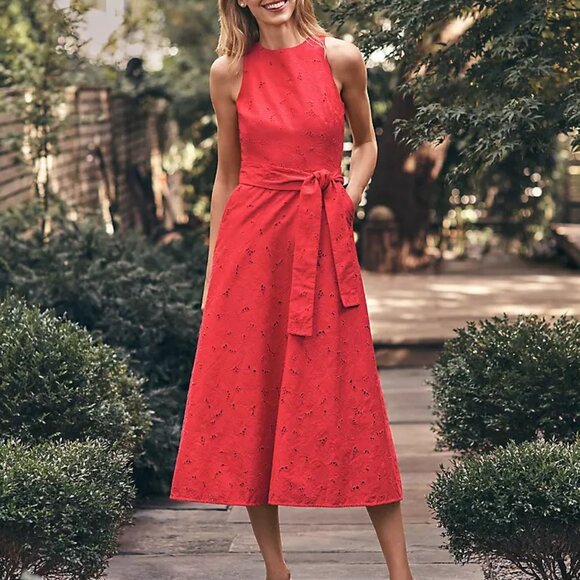 Ann Taylor Dresses & Skirts - Ann Taylor Eyelet Belted Halter Flare Dress